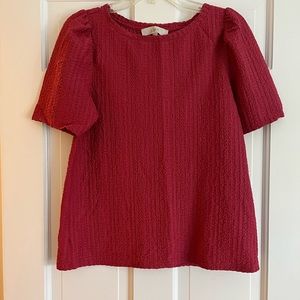 Loft raspberry short sleeve top